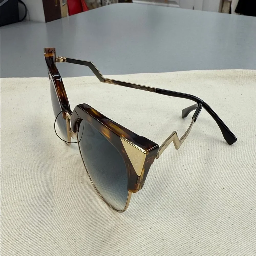 Fendi Tortoiseshell and Blue Gradient Sunglasses